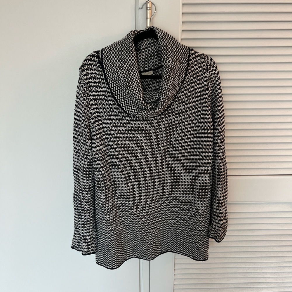 Talbots Black and White Cowl Neck Sweater